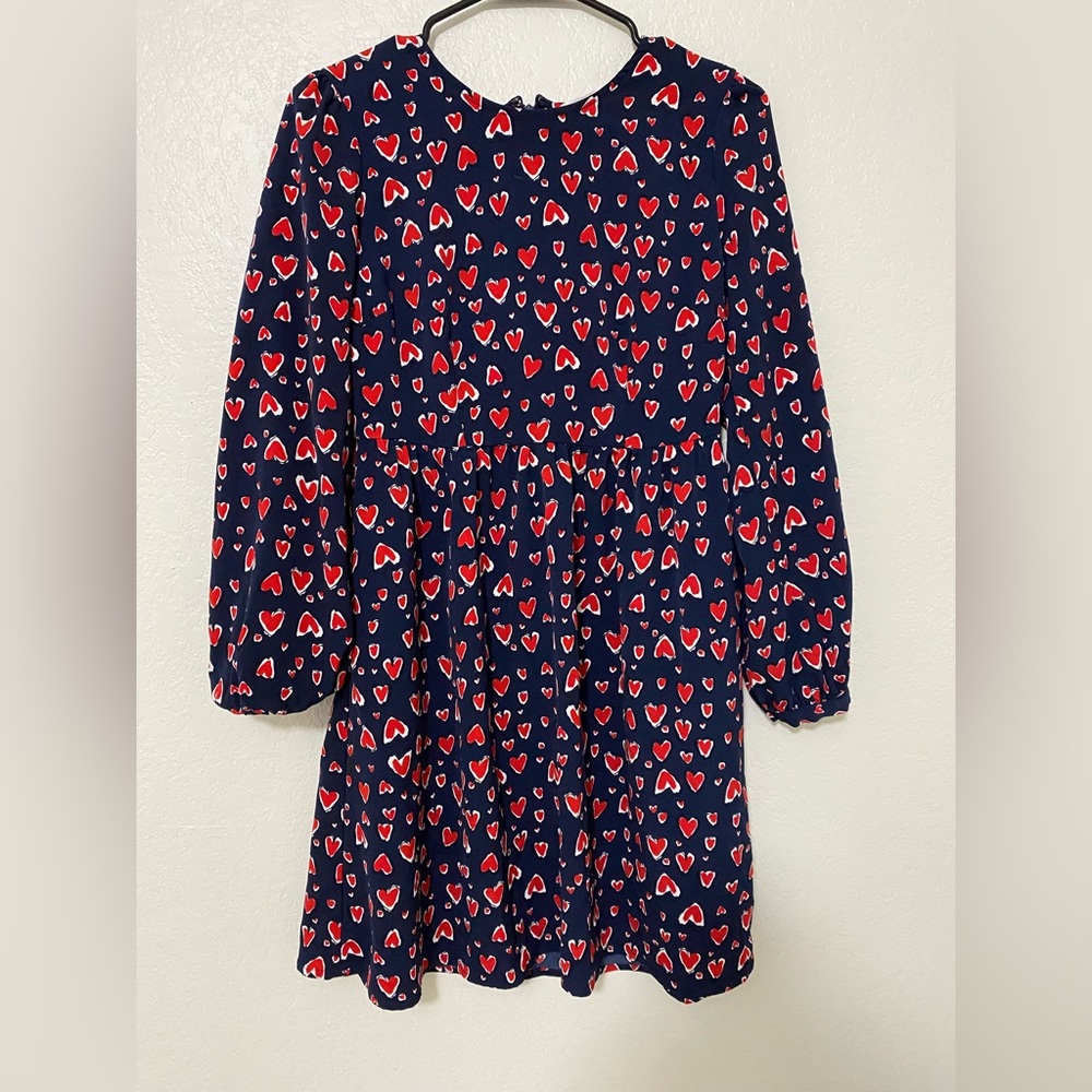 Popsugar Dress Navy blue long sleeve with Red Heart Print mini dress